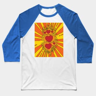 Flames Burning Heart On Fire Baseball T-Shirt
